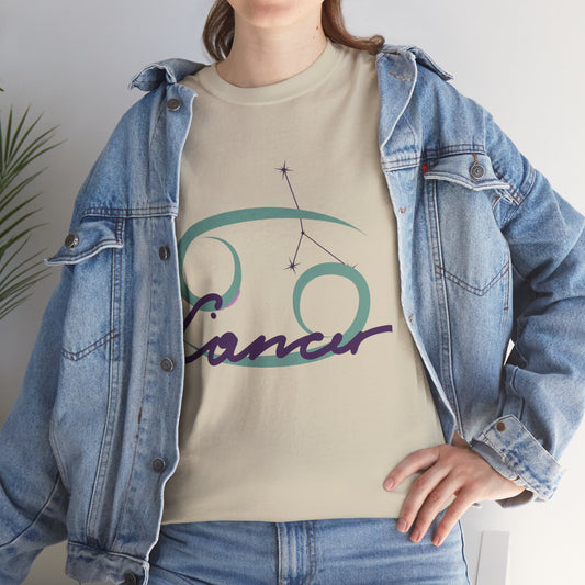 Cancer Zodiac T‑Shirt — Minimal Constellation & Script Design
