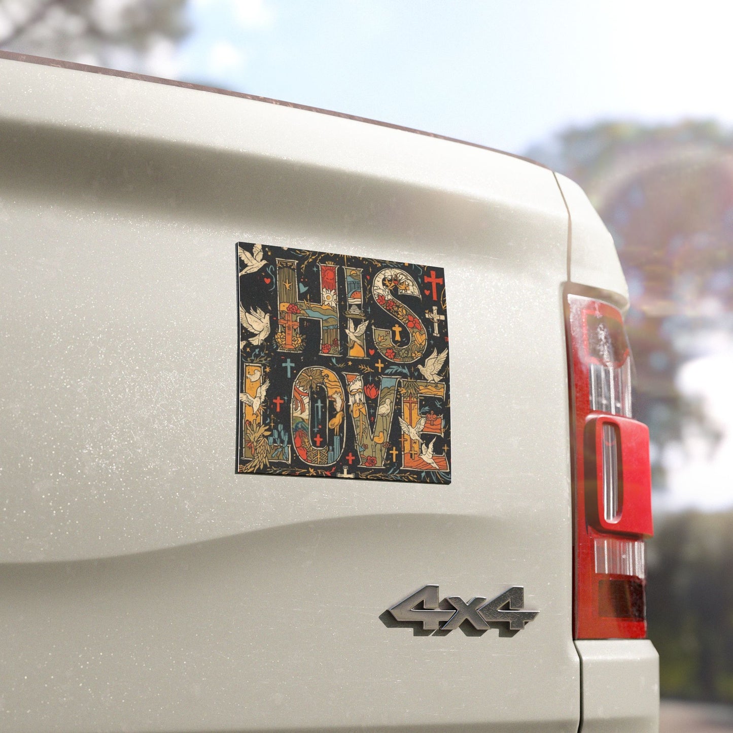 Religious Car Magnets - 'His Love' Design for Faithful Drivers