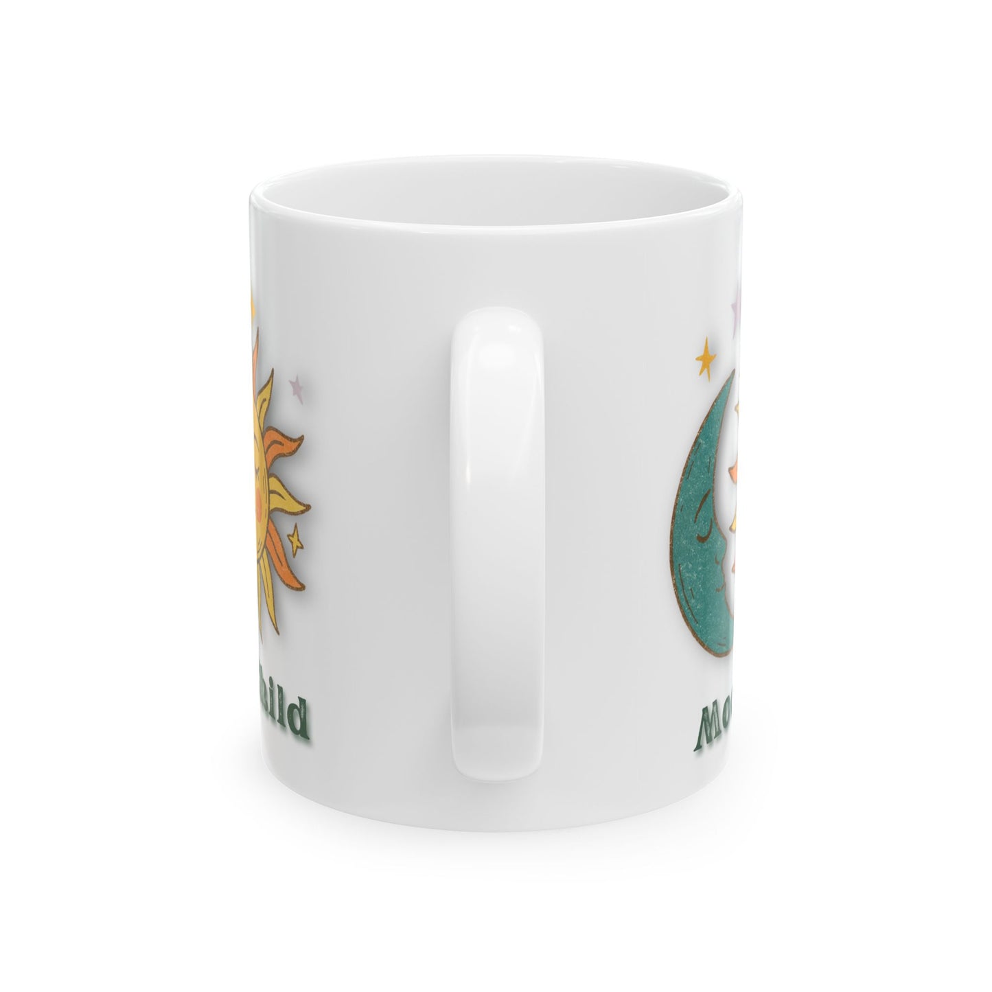 Personalized Moon Child Mug, Sun and Moon Ceramic Mug — Celestial Vintage Astrology Coffee Cup (11oz & 15oz)