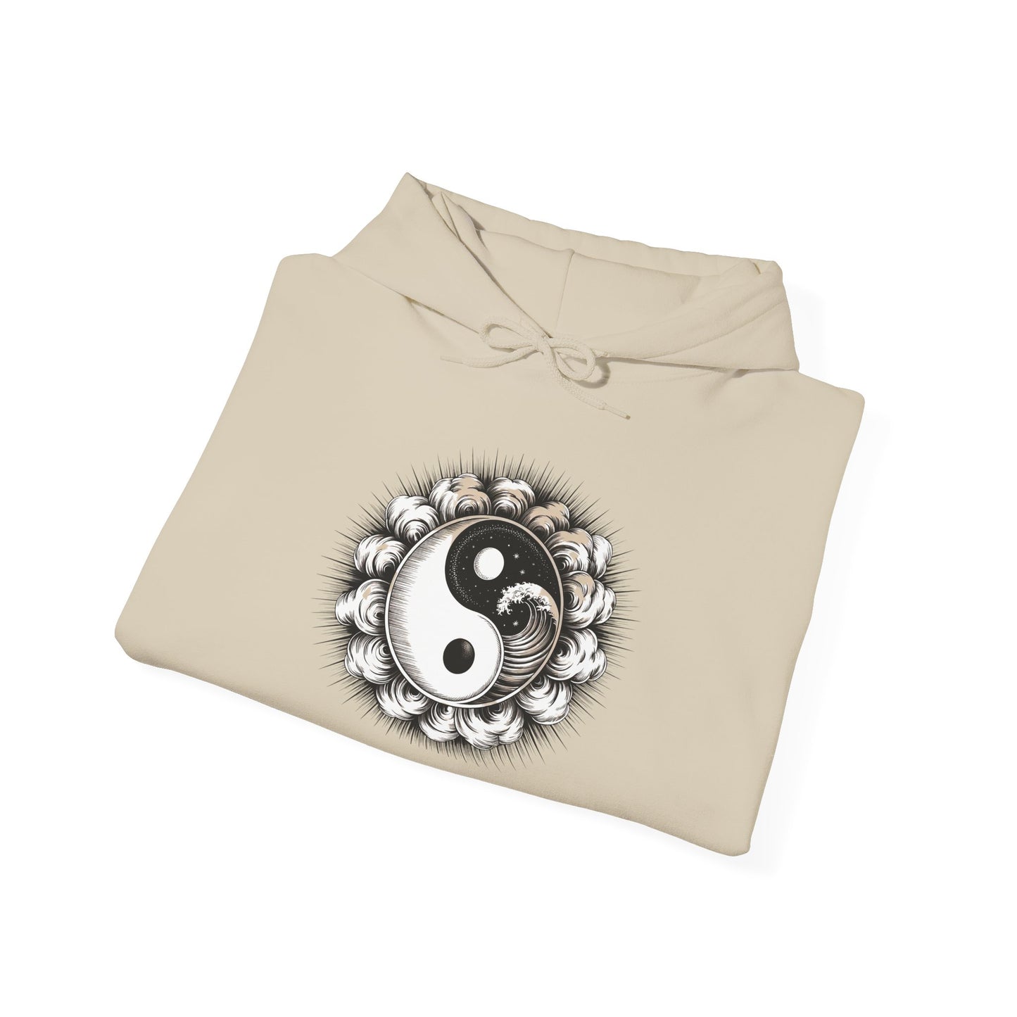 Yin Yang Lotus Hoodie — Black & White Zen Symbol Pullover