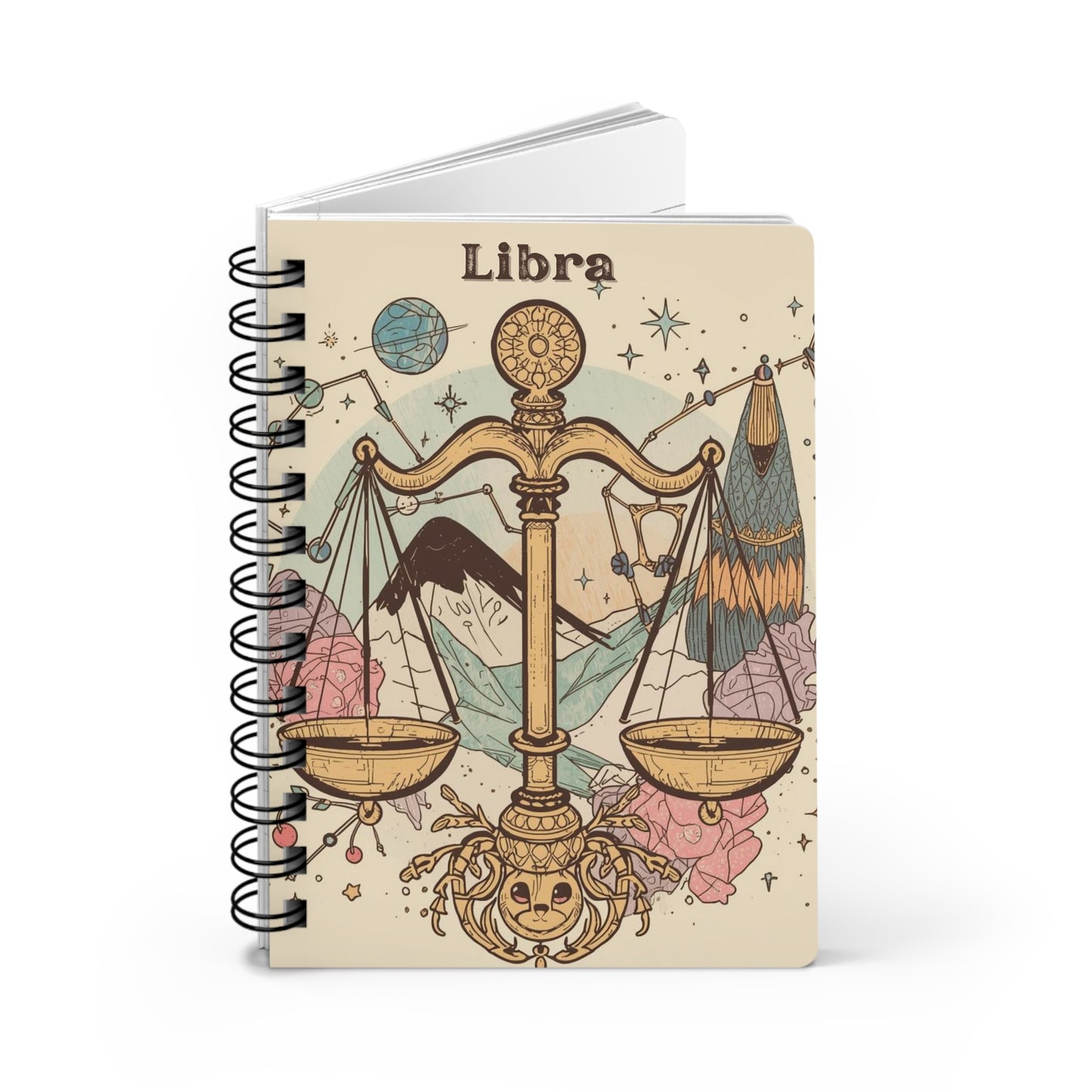 Libra Zodiac Spiral Bound Journal - Celestial Astrology Notebook
