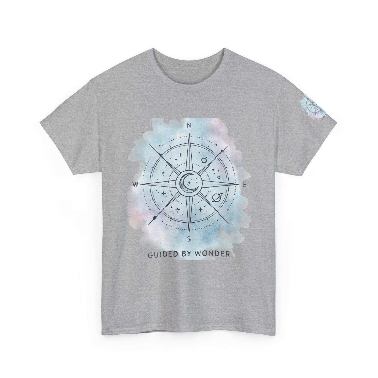 Compass Moon Tee — "Guided by Wonder" Cotton T‑Shirt