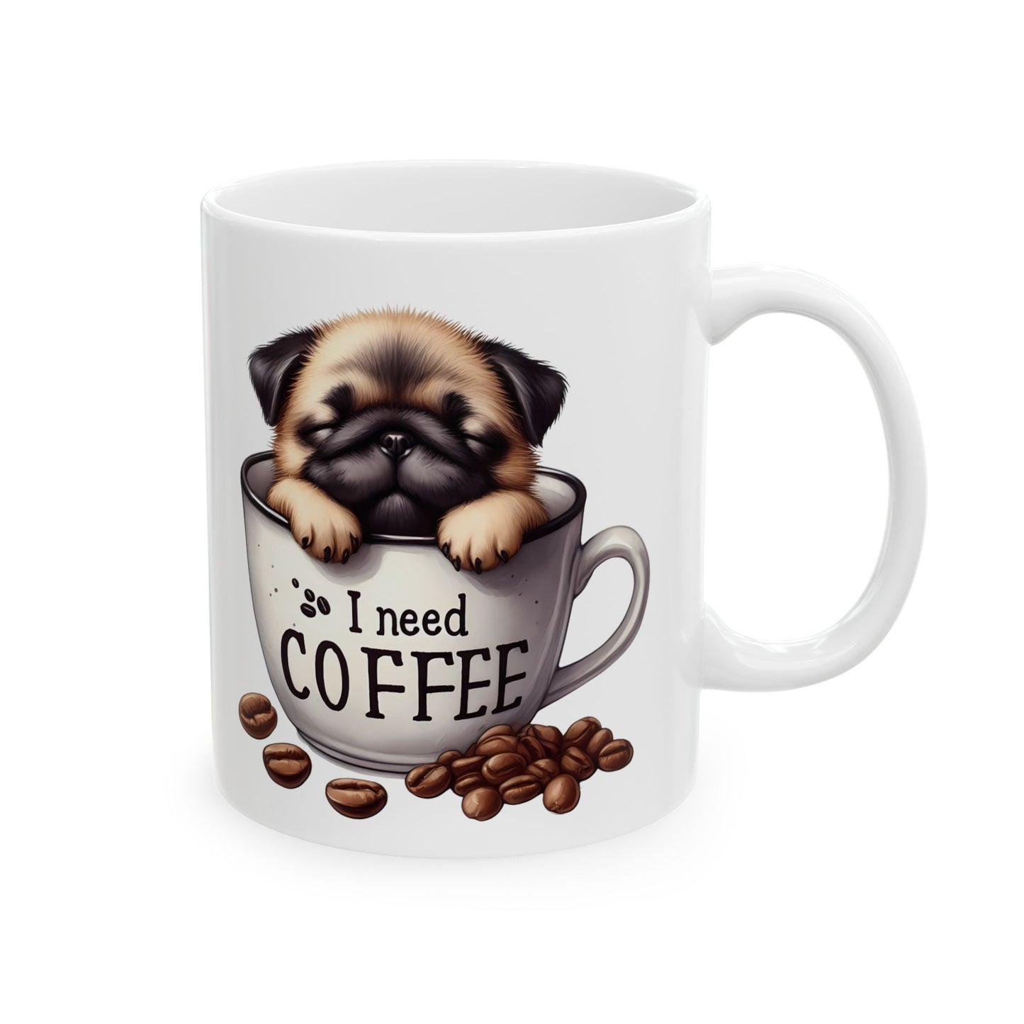 Personalized Pug Coffee Mug – Cute Dog in Coffee Cup Ceramic Mug (11oz & 15oz)