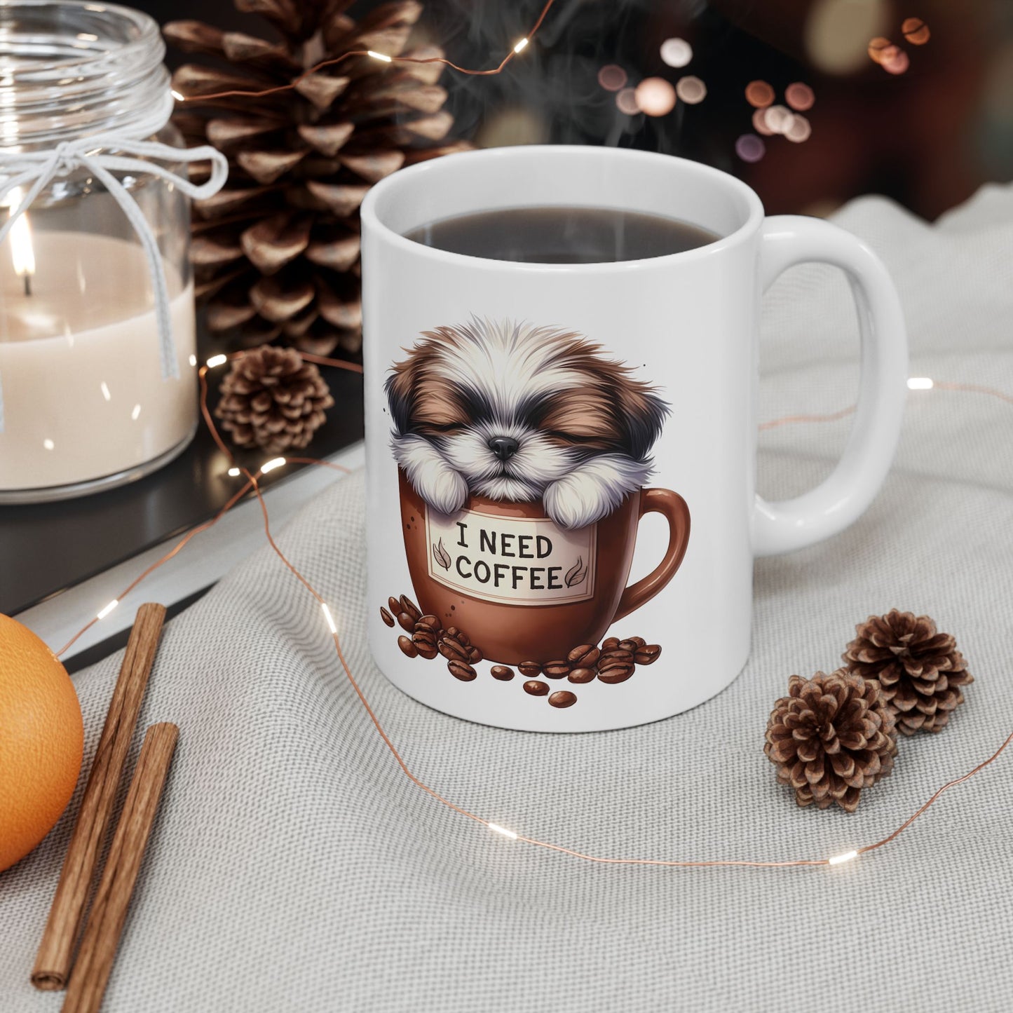 Personalized Shih-tzu Dog in Coffee Mug Ceramic Mug - 11oz/15oz | Coffee Lover Gift