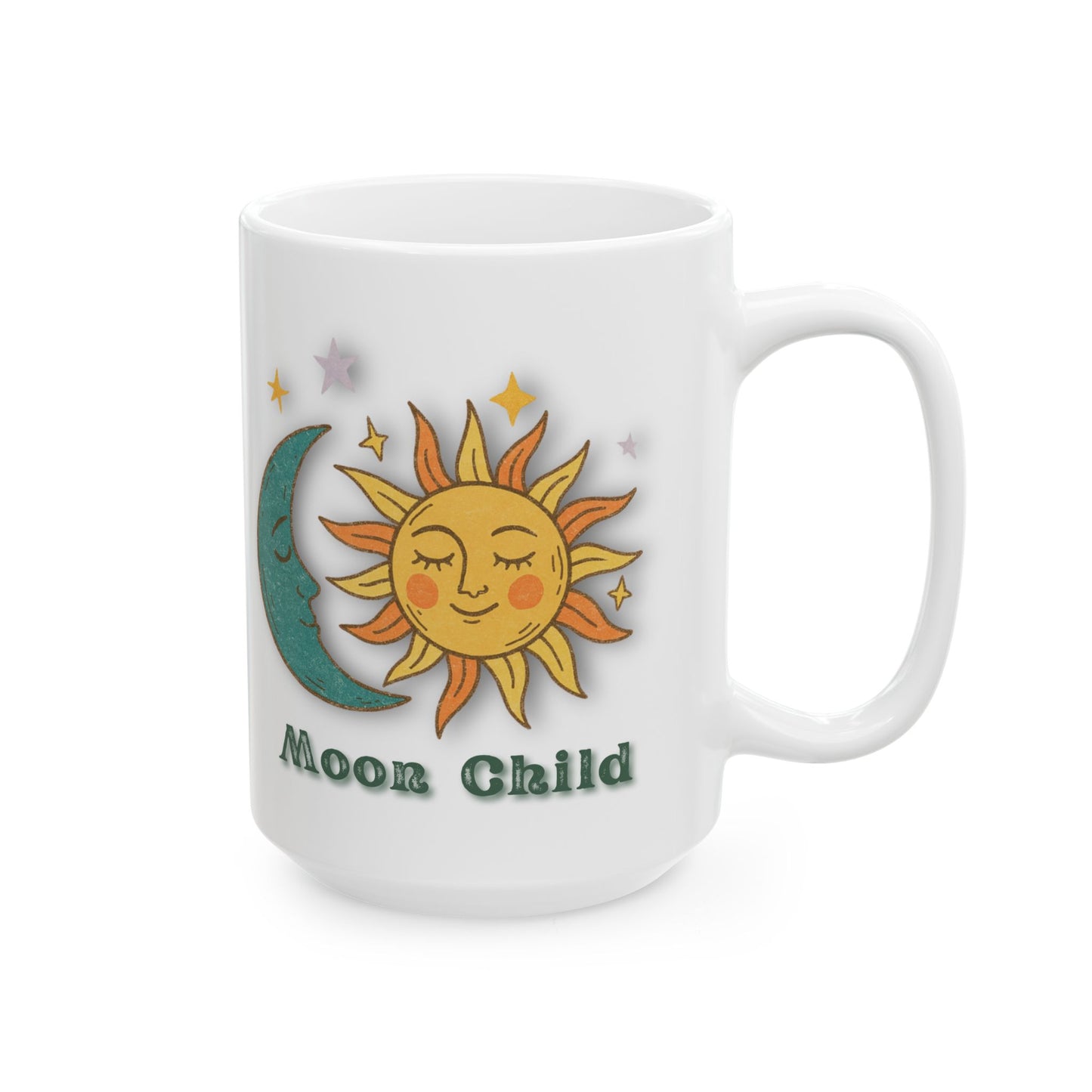 Personalized Moon Child Mug, Sun and Moon Ceramic Mug — Celestial Vintage Astrology Coffee Cup (11oz & 15oz)