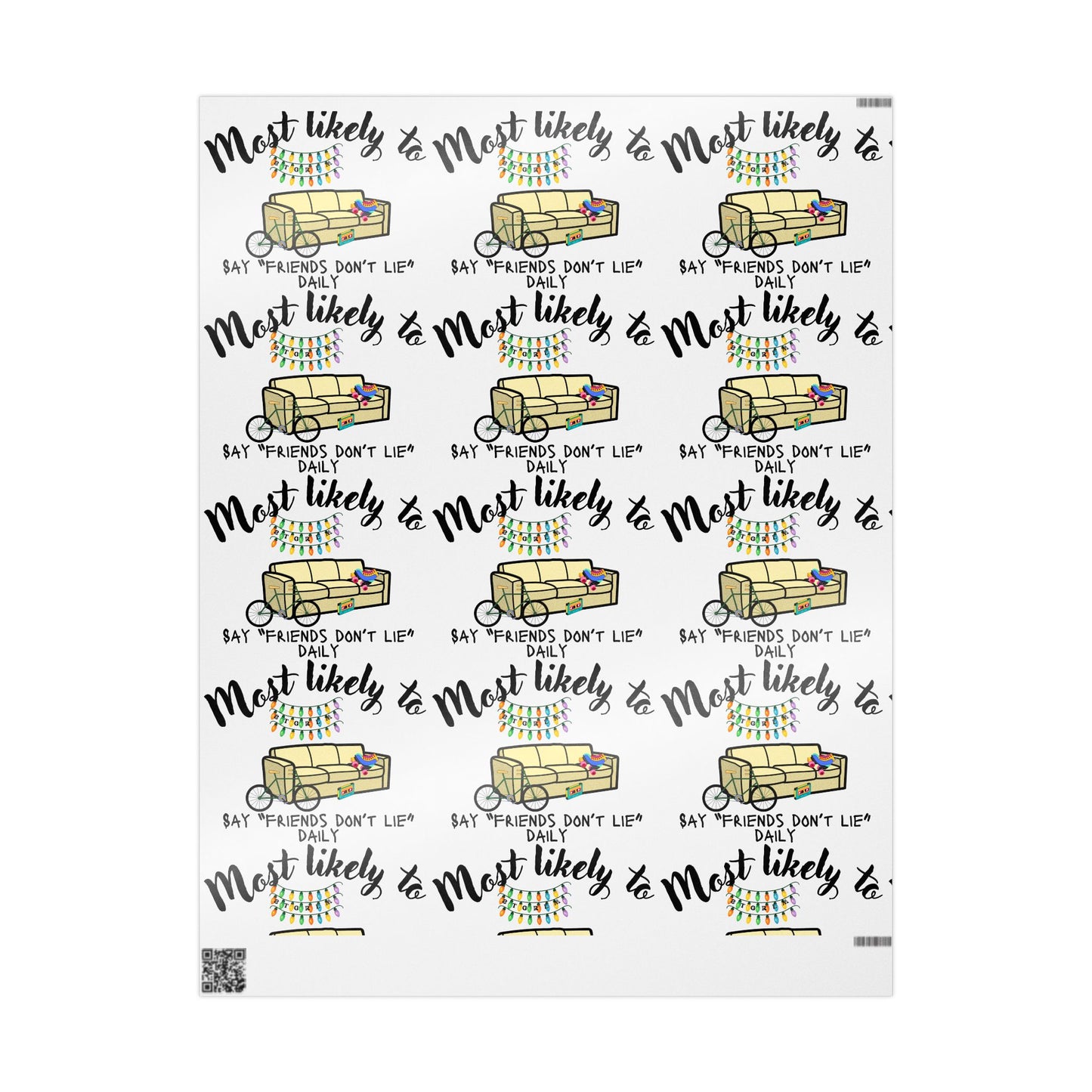 Stranger Things Wrapper, Most Likely to Say Friends Don't Lie, Fun & Whimsical Wrapping Paper for Friends' Celebrations, Gift Wrap, Birthday Parties, Unique Present Decoration, Cute Patterned Wrap