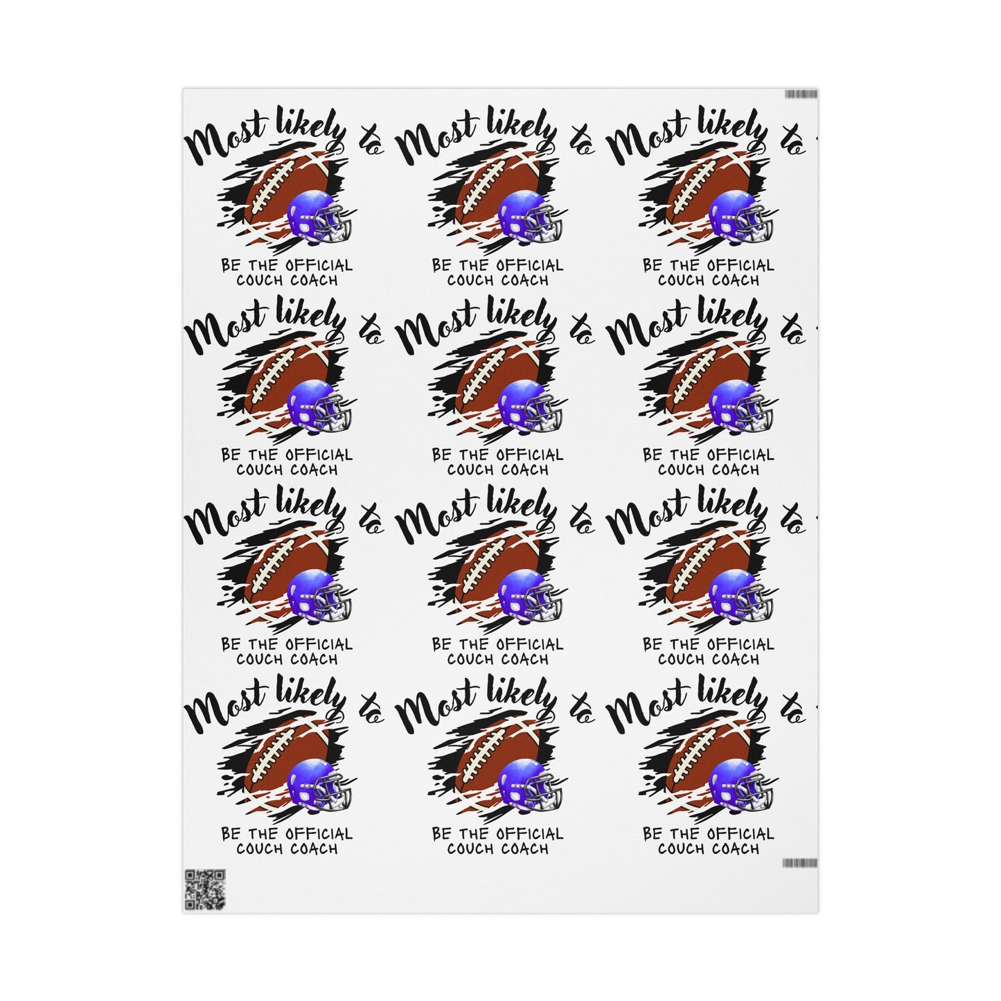 Football Theme Wrapping Paper, Unique Gift Wrap for Coaches, Sports Party Decor, Most Likely to Be the Official Couch Coach, Fun Gift [...]