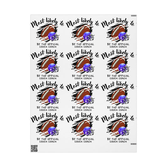 Football Theme Wrapping Paper, Unique Gift Wrap for Coaches, Sports Party Decor, Most Likely to Be the Official Couch Coach, Fun Gift [...]