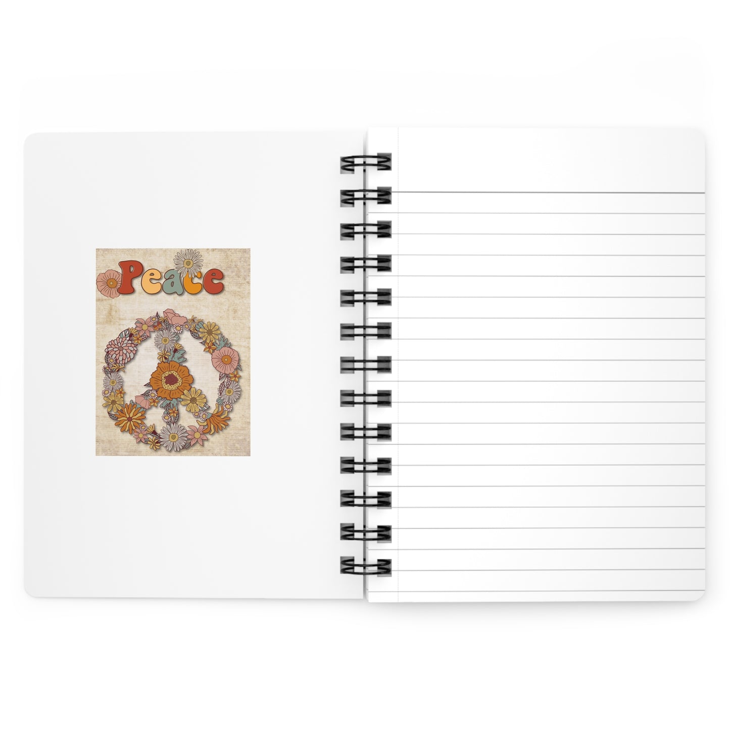 Peace Floral Spiral Bound Journal - Aesthetic Notebook for Relaxation and Reflection