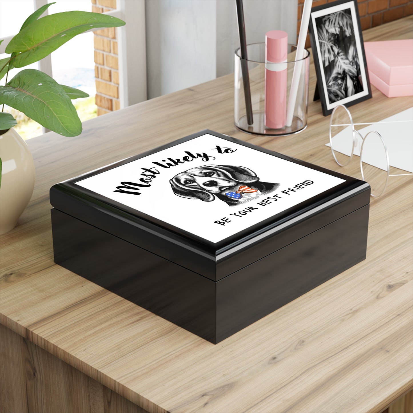 Beagle Keepsake Box, Beagle Jewelry Box, Beagle, Dog Lovers Jewelry Box - 'Most Likely to Be Your Best Friend'