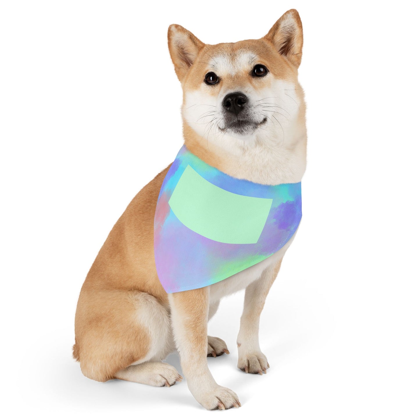 Pastel Watercolor Pet Bandana Collar with Blank Name Patch