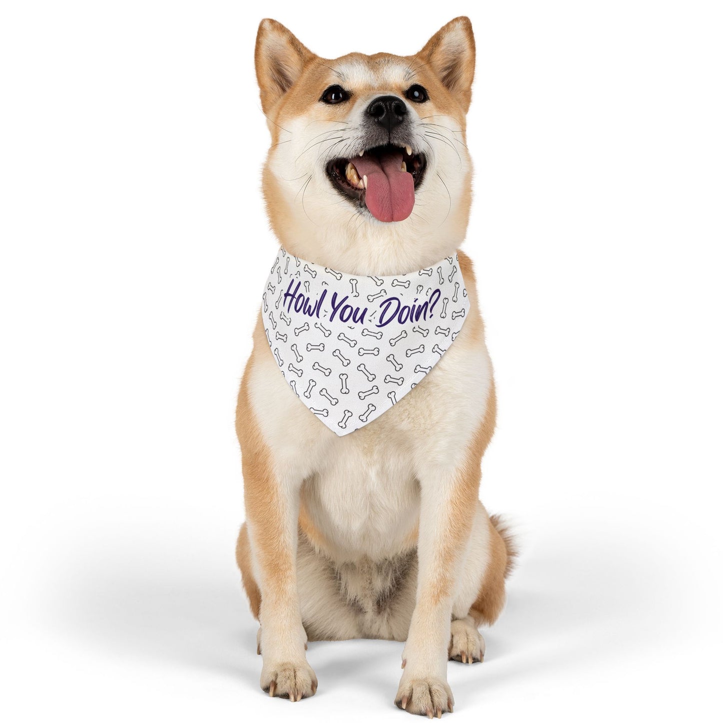 Howl You Doin? Dog Bandana Collar — Cute Bone Pattern Pet Accessory
