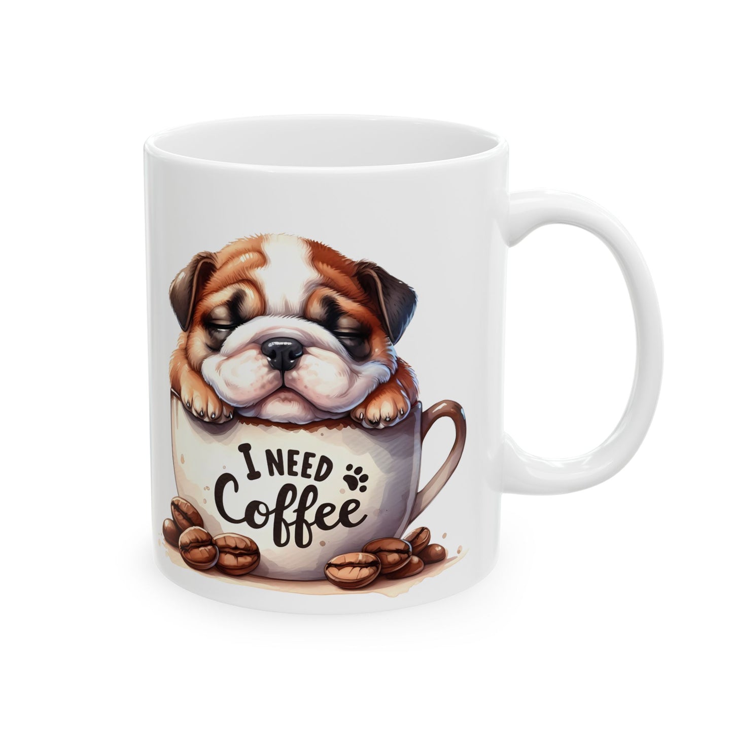 Personalized Bulldog Coffee Mug — Cute Puppy in Coffee Cup Ceramic Mug (11oz & 15oz)