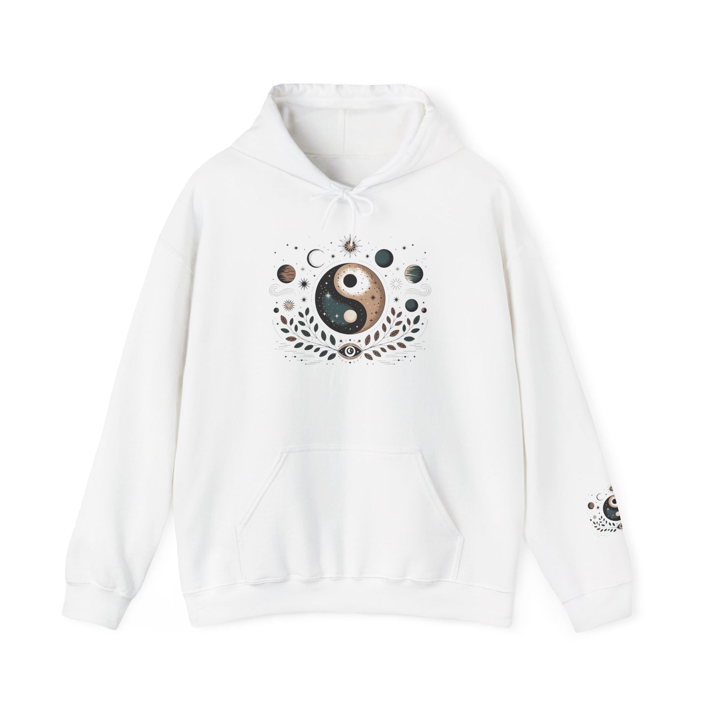 Yin Yang Moon Phases Hoodie — Celestial Balance Spiritual Sweatshirt