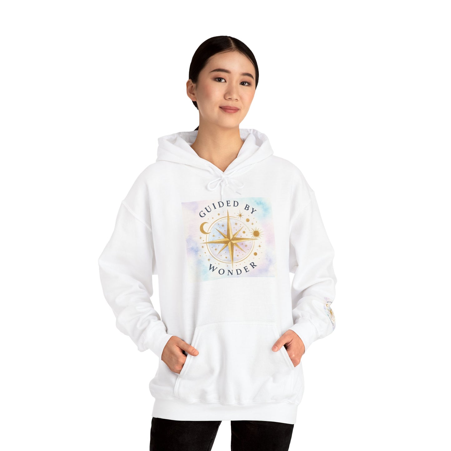 Guided by Wonder Hoodie — Compass Star Graphic Spiritual Hooded Sweatshirt