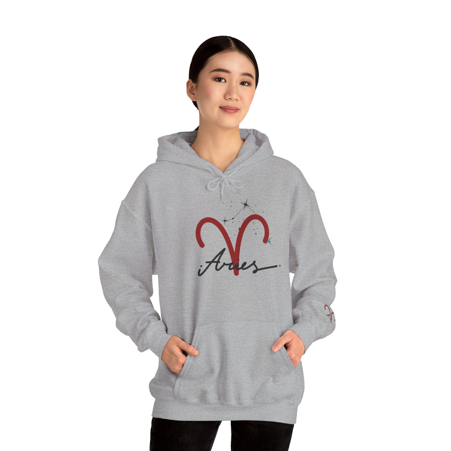 Aries Zodiac Hoodie — Minimal Script Aries Symbol Hoodie
