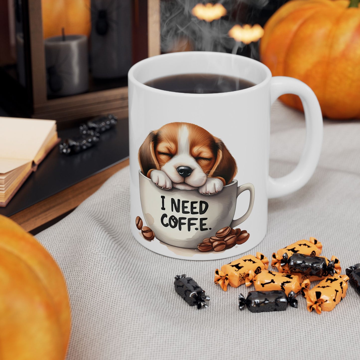 Beagle Coffee Mug — Cute Dog in Coffee Cup Ceramic Mug (11oz, 15oz)