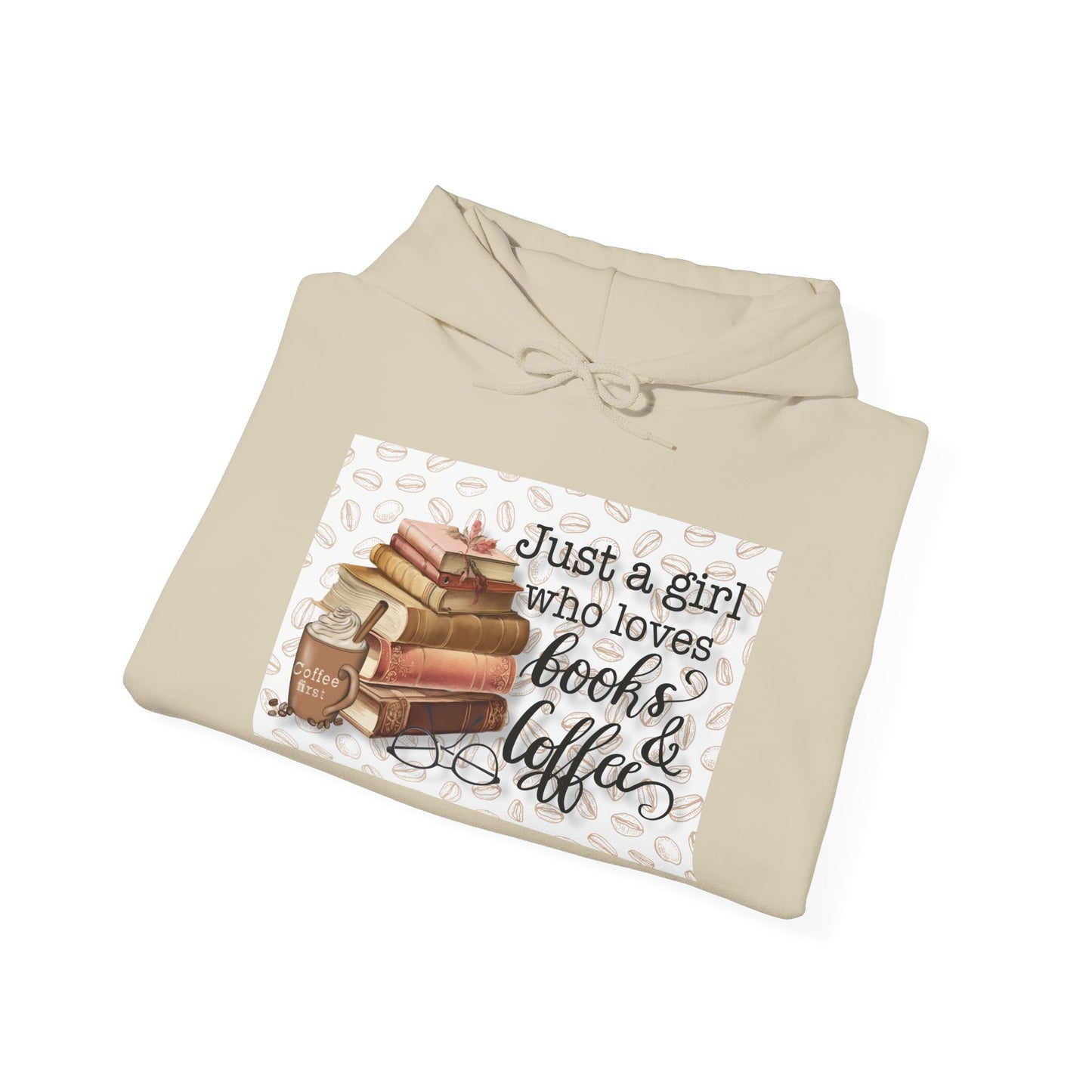 Book Lover Hoodie — "Just a girl who loves books & coffee" Cozy Pullover for Readers