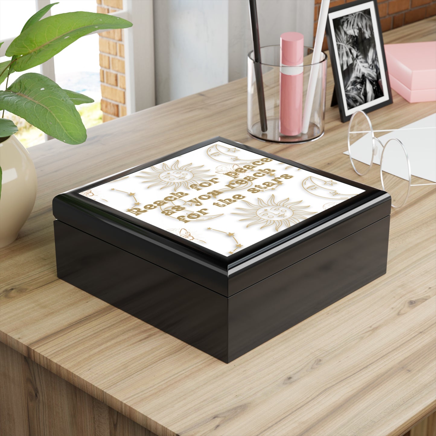 Cosmic Jewelry Box, Celestial Keepsake Box, Celestial Jewelry Box - 'Reach for Peace as You Reach for the Stars'