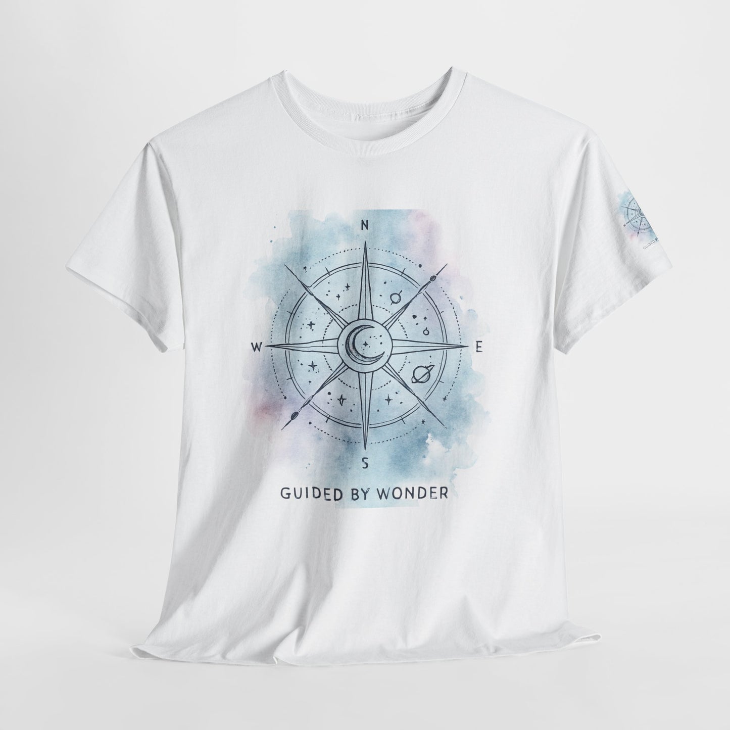 Compass Moon Tee — "Guided by Wonder" Cotton T‑Shirt
