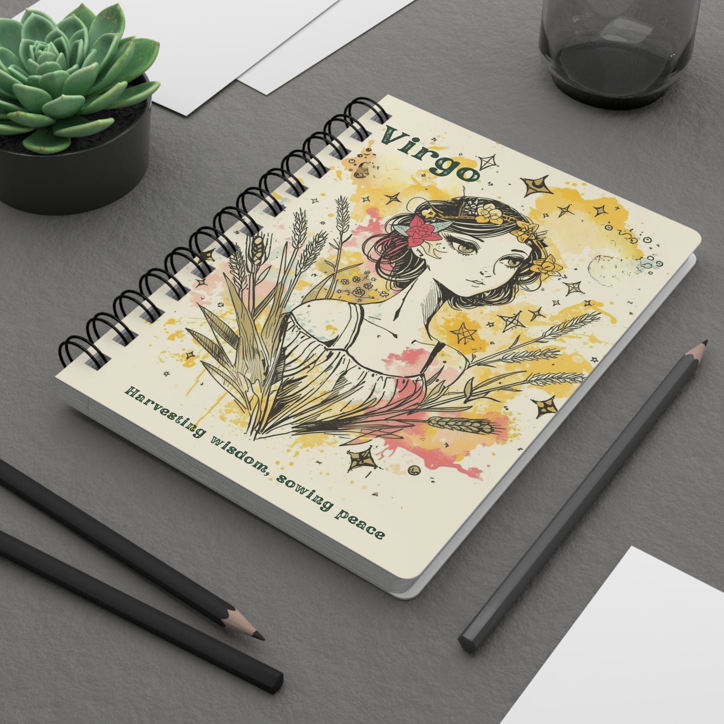 Virgo Spiral Bound Journal - Harvesting Wisdom & Sowing Peace