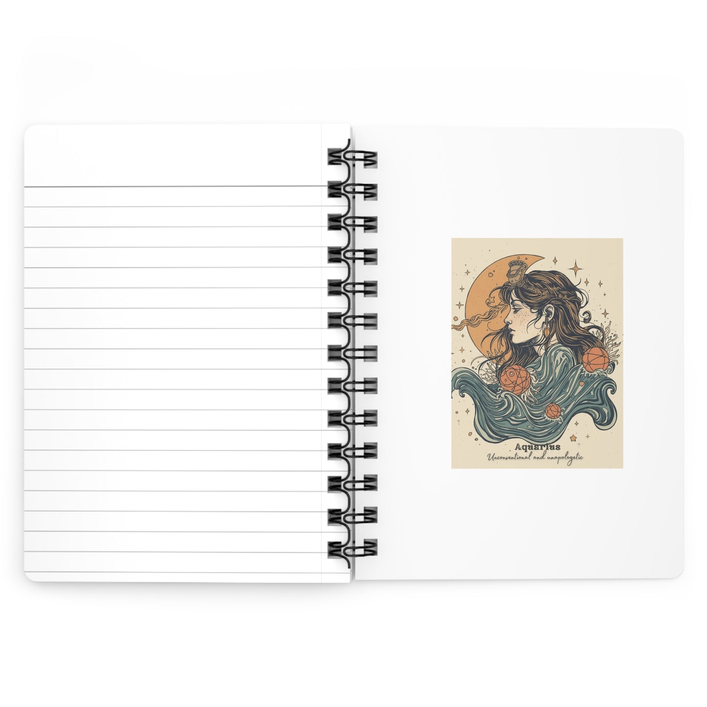 Aquarius Spiral Bound Journal - Celestial Zodiac Notepad for Astrology Lovers