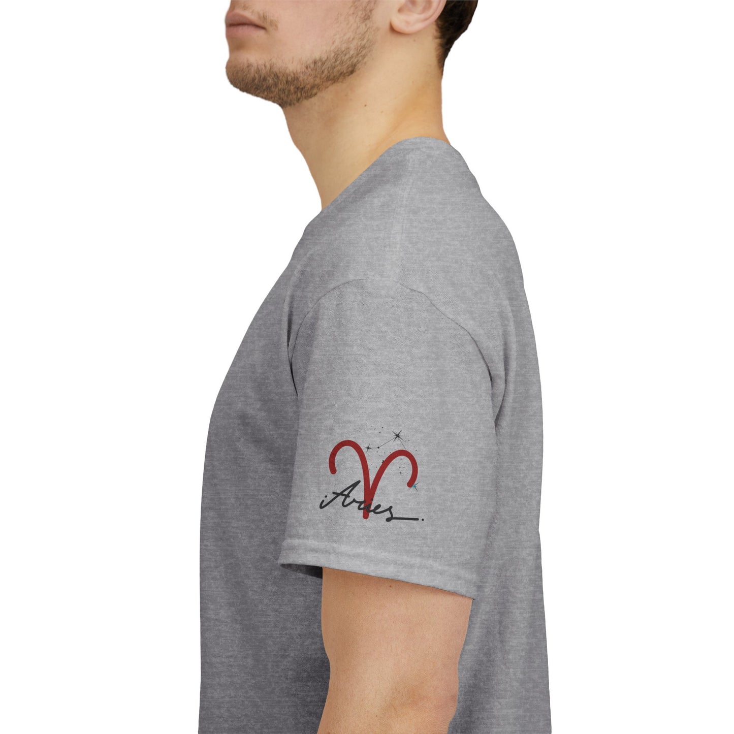 Aries Zodiac T‑Shirt – Red Aries Symbol with Constellation & Script