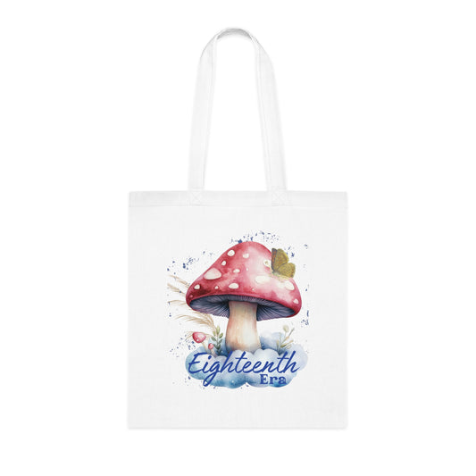 Mushroom Art Cotton Tote Bag - Eighteenth Era Design for Eco-Friendly Style, Eighteenth Birthday Gift, Eighteenth Era