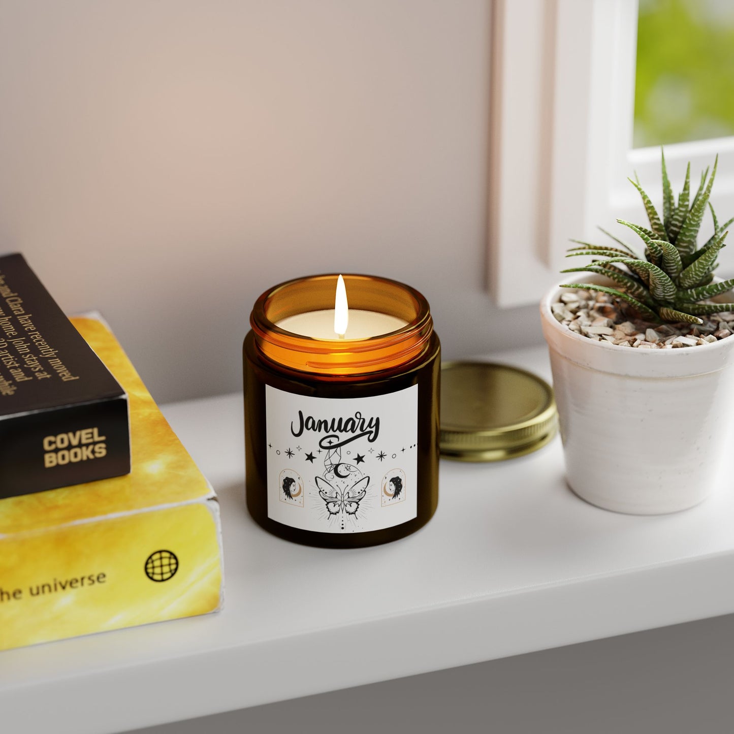 Tarot Candle, January, Month candle, Month Gift, Scented Candles, Coconut Apricot Wax (4oz, 9oz)