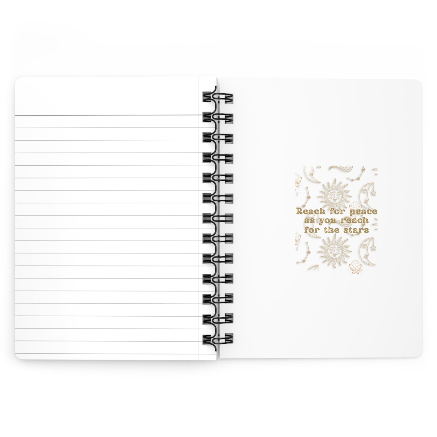 Personalize, Inspirational Spiral Bound Journal - "Reach for Peace as You Reach for the Stars"