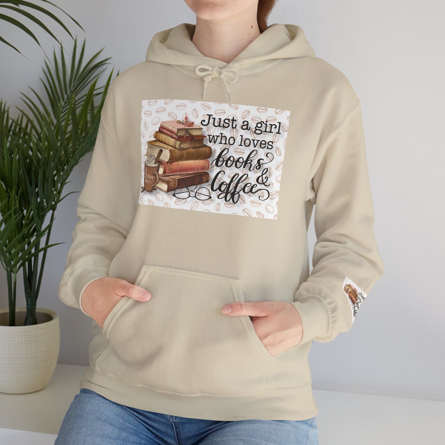 Book Lover Hoodie — "Just a girl who loves books & coffee" Cozy Pullover for Readers