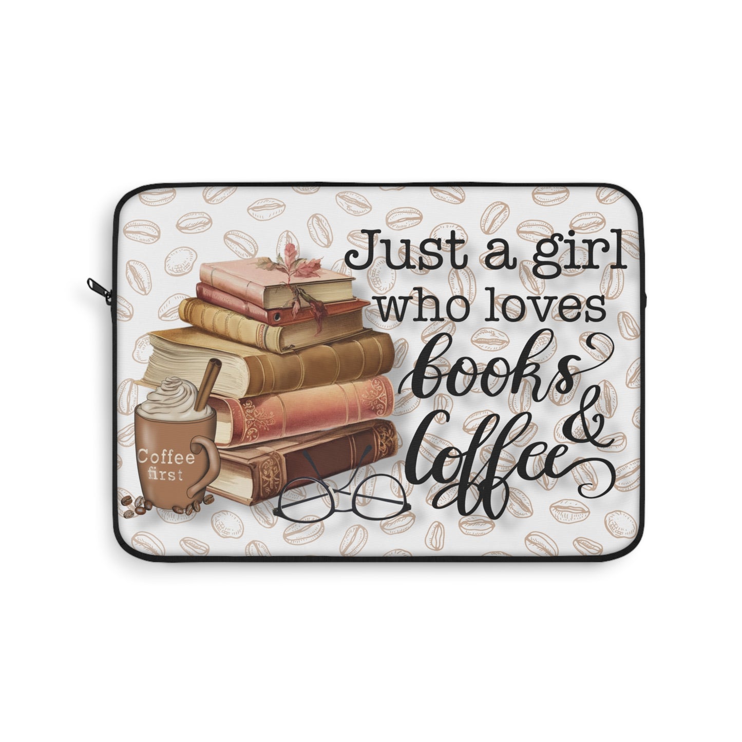 Books & Coffee Lover Laptop Sleeve, Coffee Lover Gift, Coffee Gift