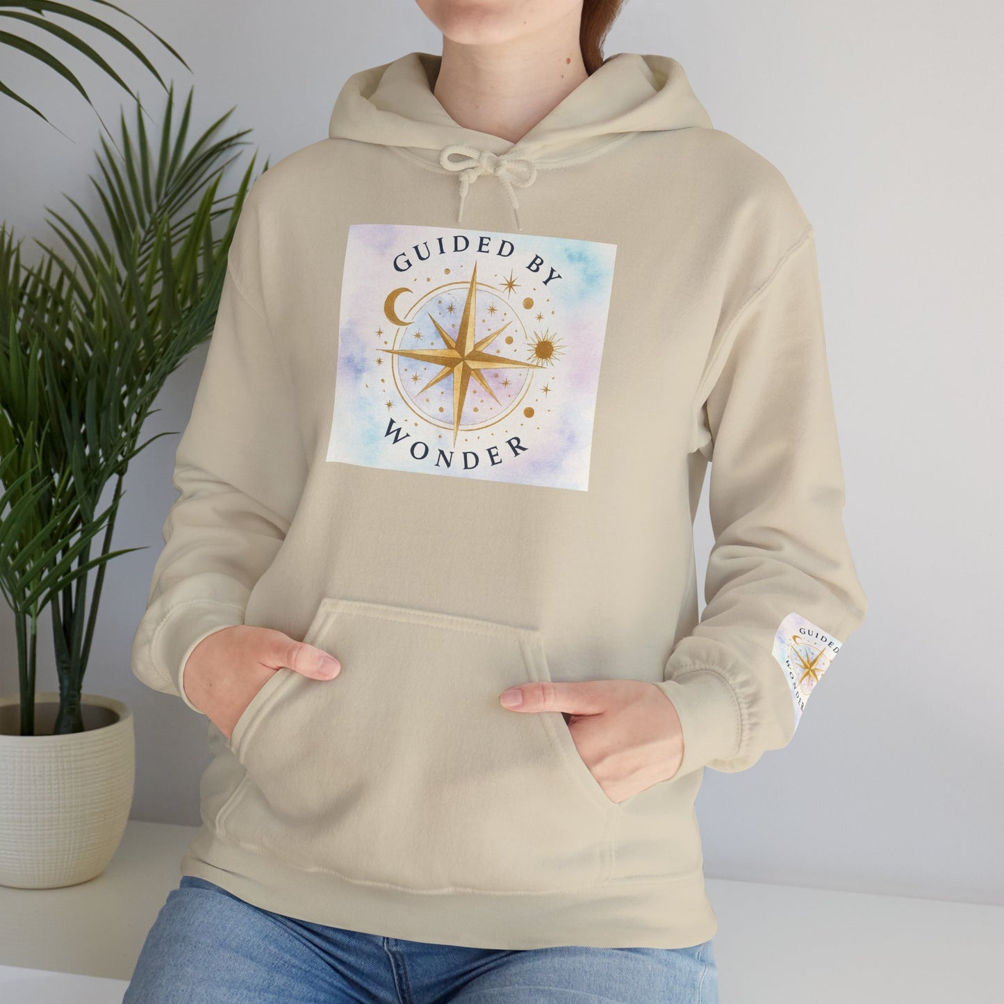 Guided by Wonder Hoodie — Compass Star Graphic Spiritual Hooded Sweatshirt
