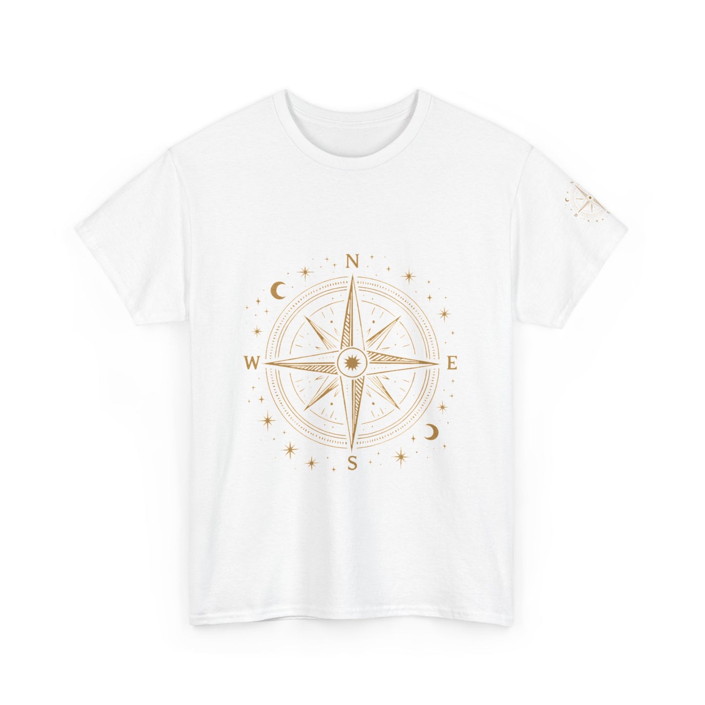 Compass Rose Tee — Minimal Gold Nautical Compass T-Shirt