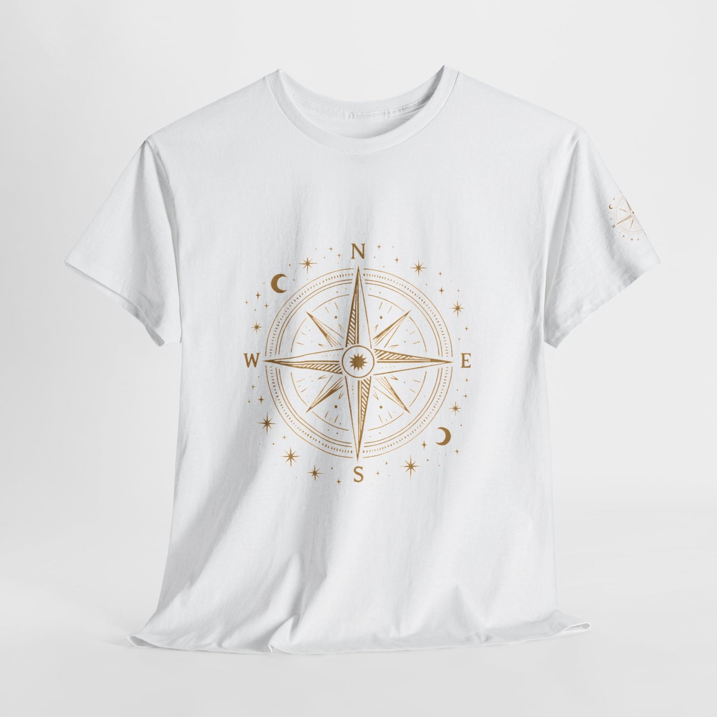 Compass Rose Tee — Minimal Gold Nautical Compass T-Shirt