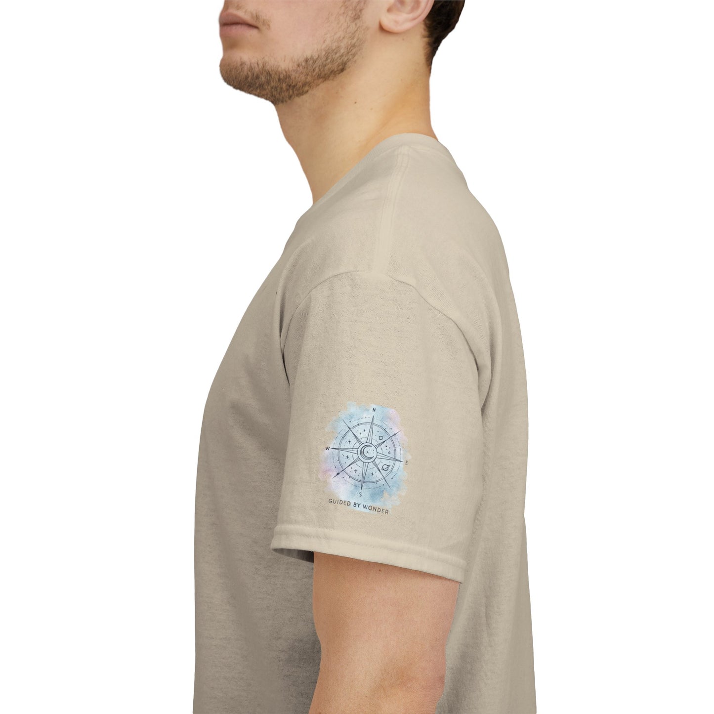 Compass Moon Tee — "Guided by Wonder" Cotton T‑Shirt