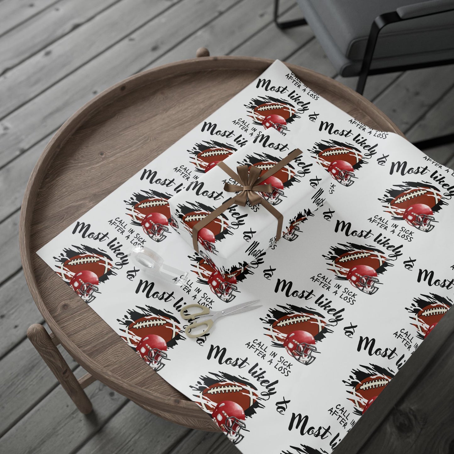 Football Wrapping Paper, Football Fan Wrap, Gift Wrap for Him, Most Likely To Wrap It Up - Fun Gift Wrapping Papers for Parties, Holidays, Birthdays, Celebrations, Creative Packaging