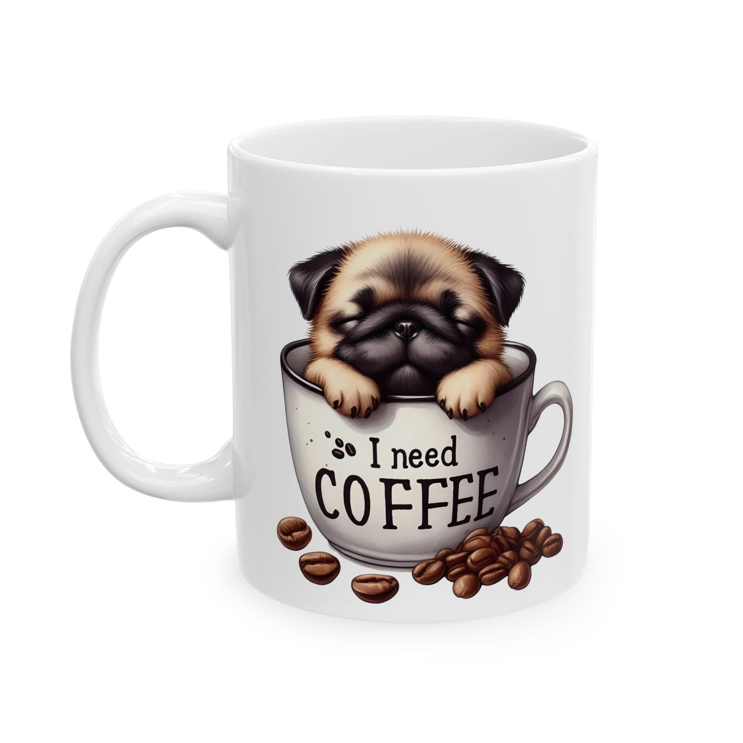 Personalized Pug Coffee Mug – Cute Dog in Coffee Cup Ceramic Mug (11oz & 15oz)