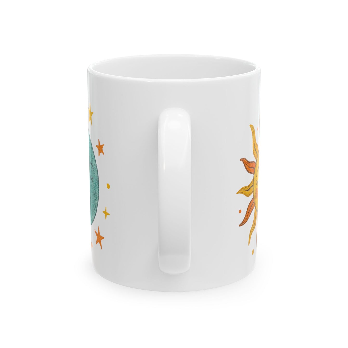 Personalized Sun & Moon Ceramic Mug — Boho Celestial Coffee Cup (11oz & 15oz)