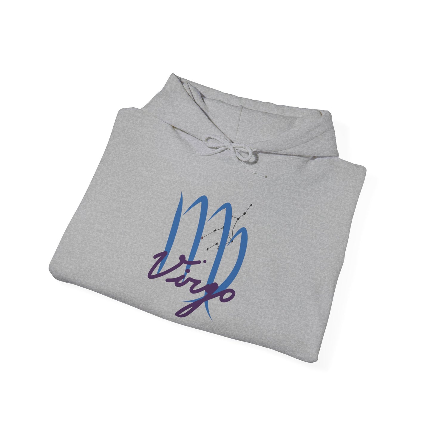 Virgo Script Zodiac Hoodie — Elegant Blue Virgo Sign Sweatshirt