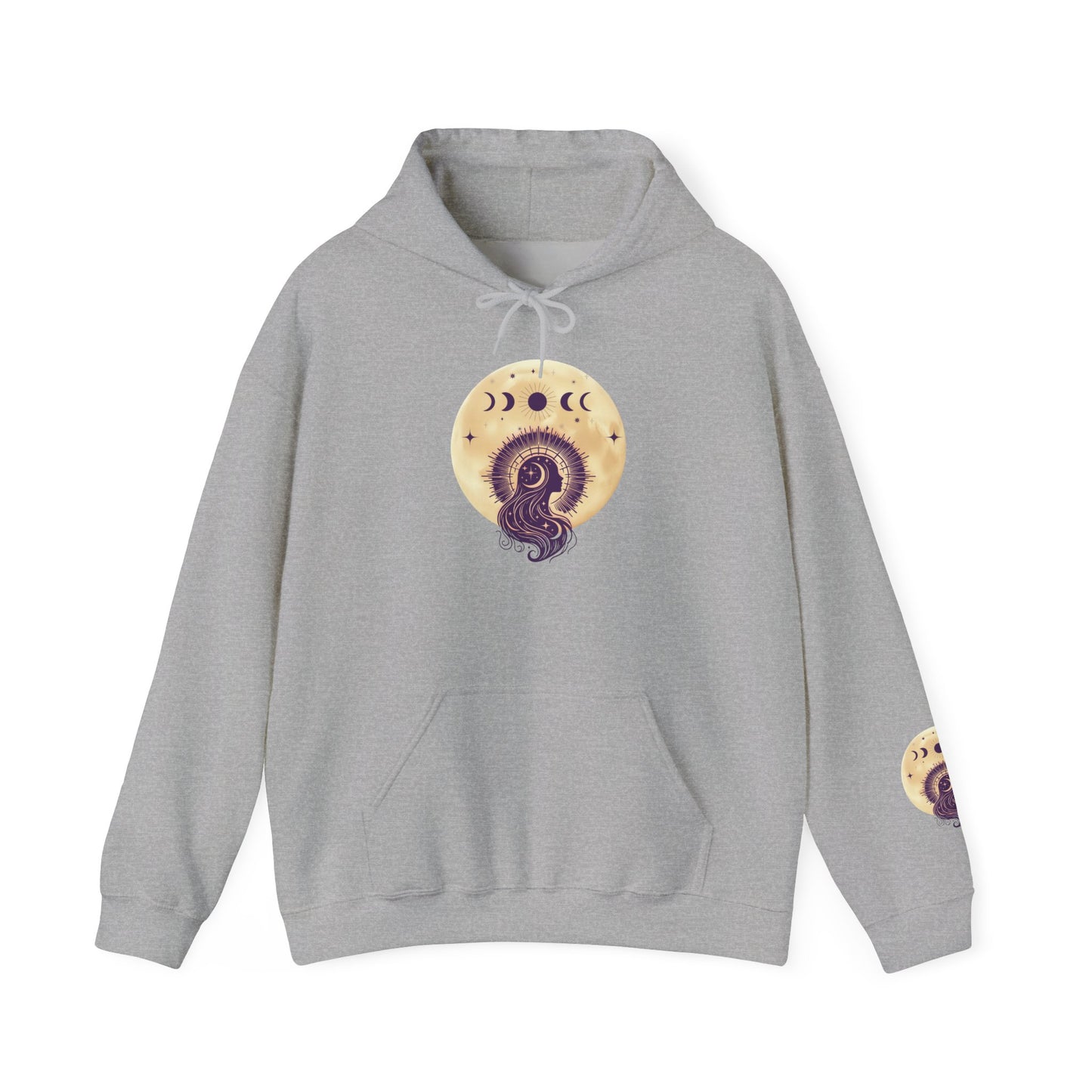 Moon Phases Mushroom Hoodie — Mystical Celestial Nature Graphic Hoodie