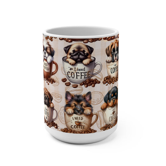 Cute Dog Coffee Mug - 15oz Pug, Beagle, and Bulldog Designs