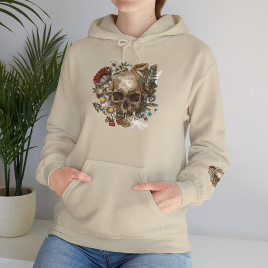 Skull & Mushrooms Hoodie — Vintage Floral Skull Graphic Pullover
