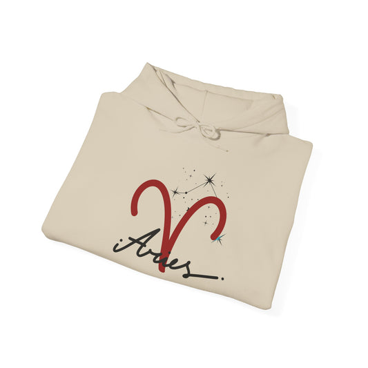 Aries Zodiac Hoodie — Minimal Script Aries Symbol Hoodie