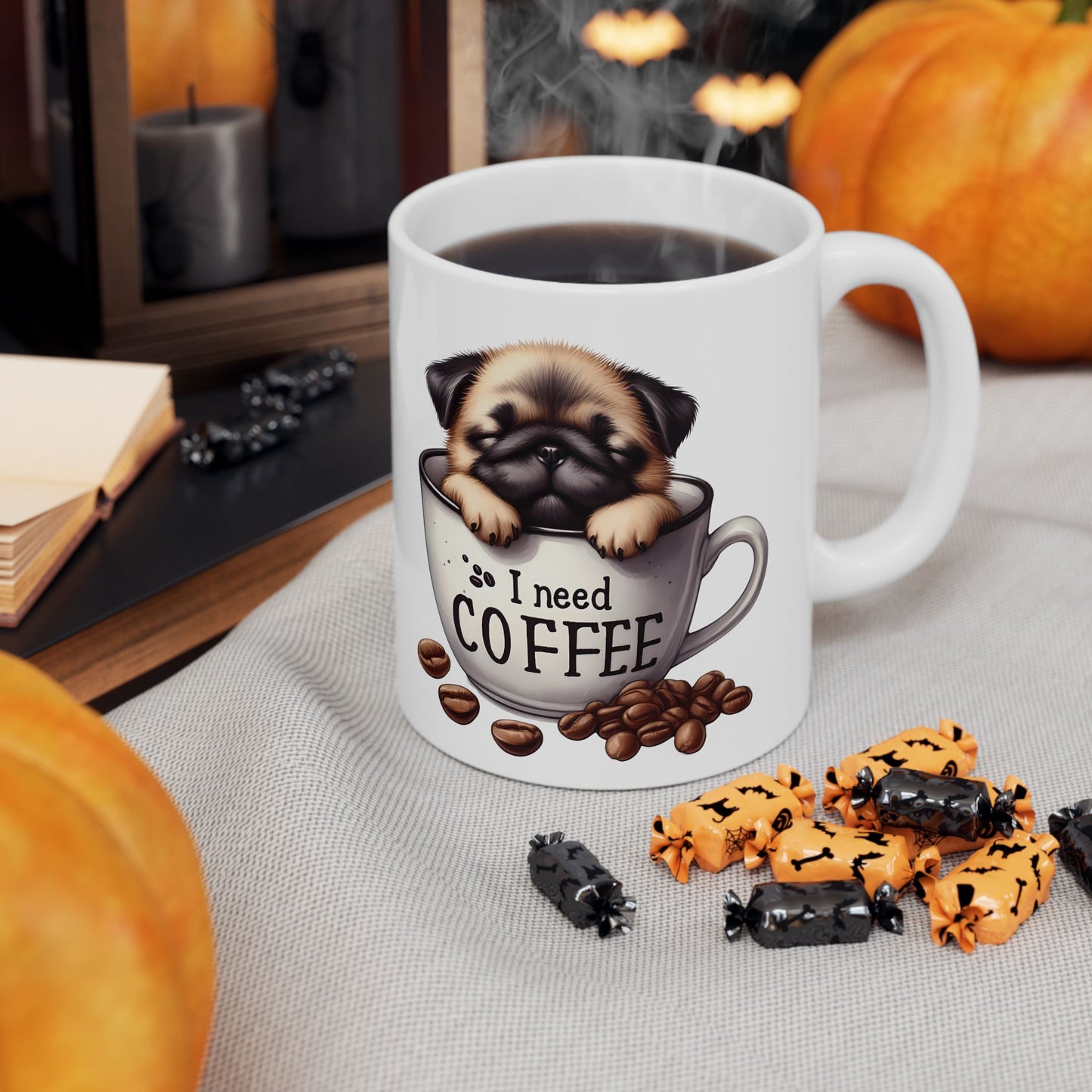 Personalized Pug Coffee Mug – Cute Dog in Coffee Cup Ceramic Mug (11oz & 15oz)