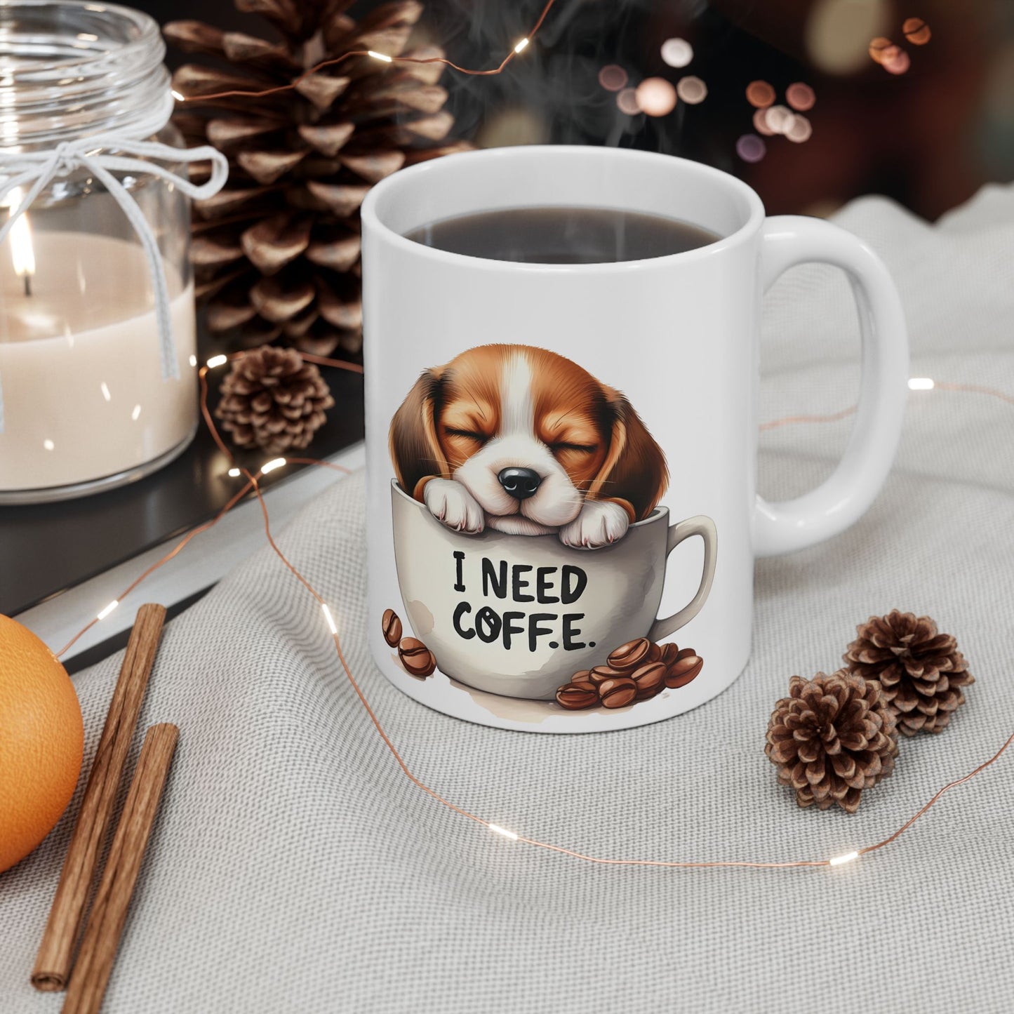 Beagle Coffee Mug — Cute Dog in Coffee Cup Ceramic Mug (11oz, 15oz)