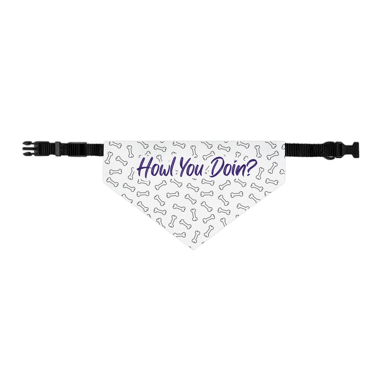Howl You Doin? Dog Bandana Collar — Cute Bone Pattern Pet Accessory