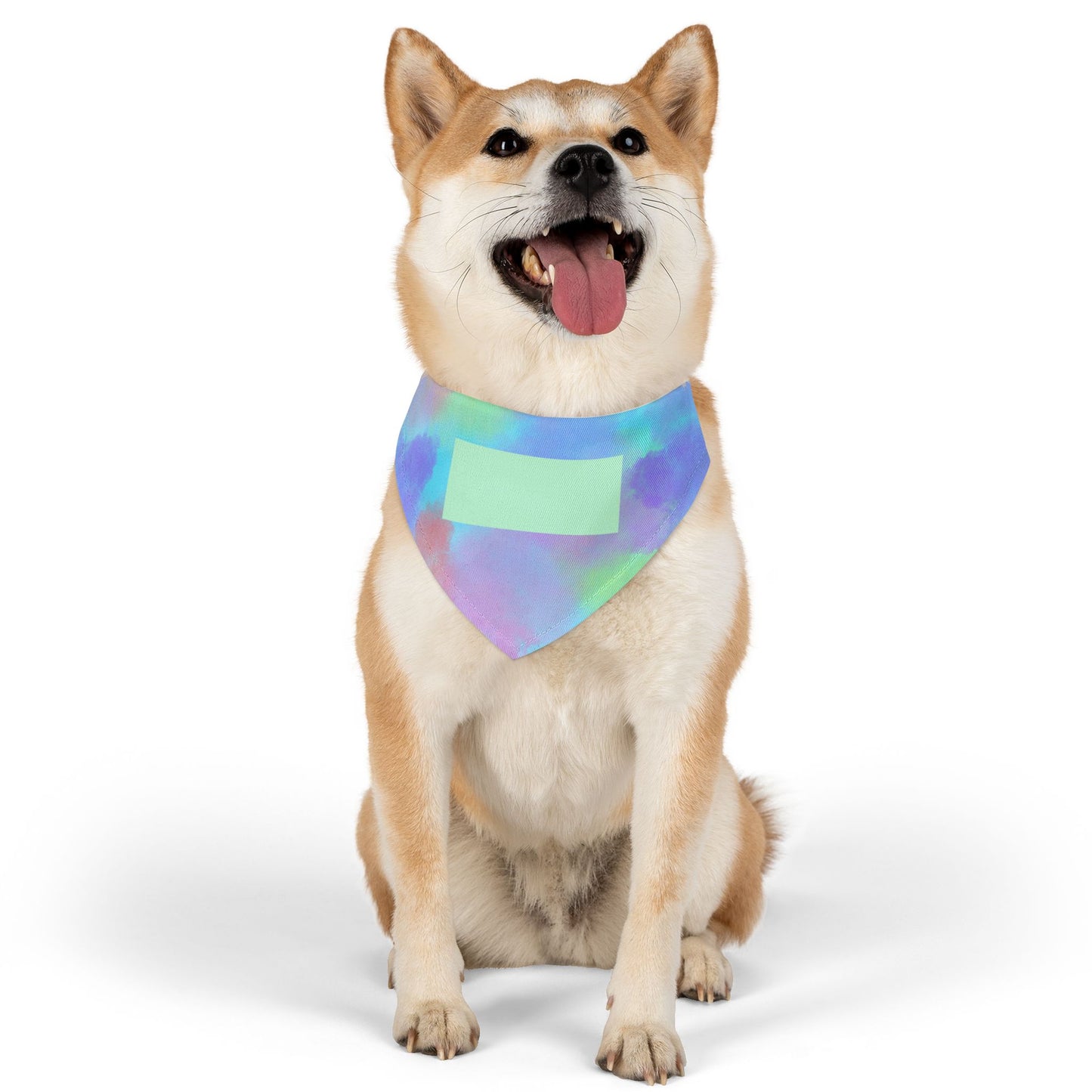 Pastel Watercolor Pet Bandana Collar with Blank Name Patch