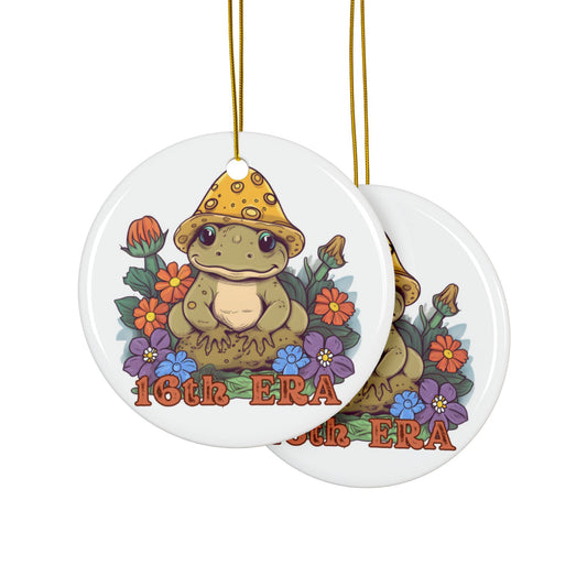 16th Era Ornament, 16th Chapter, 16th Birthday Gift, Ceramic Ornaments with Whimsical Frog Design | Perfect for Holiday Decor, Gifts, Tree Ornaments, Holiday Celebrations, and Collectibles