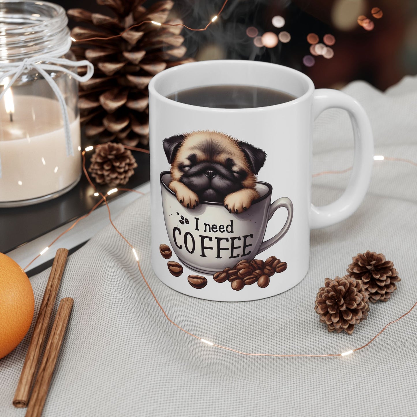 Personalized Pug Coffee Mug – Cute Dog in Coffee Cup Ceramic Mug (11oz & 15oz)